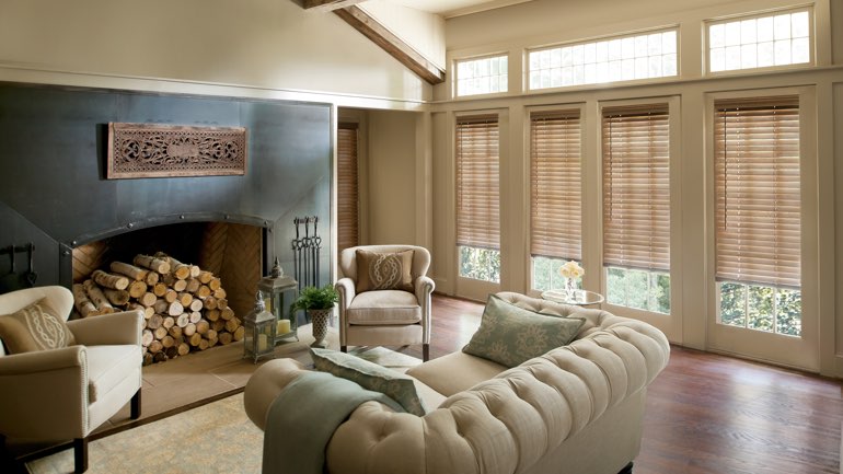 Fort Myers fireplace with blinds